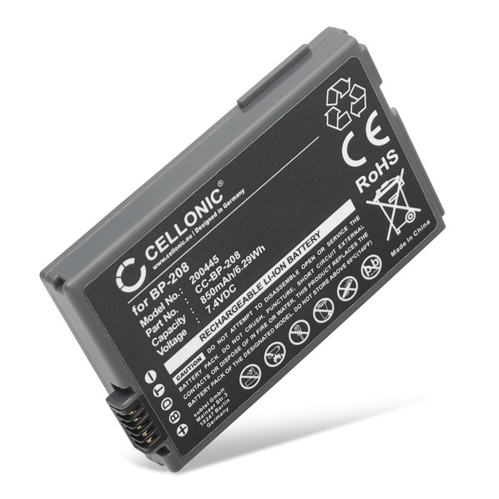 Battery for Canon DC100 DC201 DC95 DC10 DC20 DC210 DC21 BP-208,BP-208DG (700mAh, 7.4V) from CELLONIC