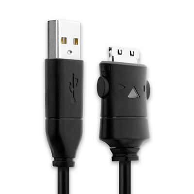 USB-johto MP3-soittimeen Samsung YP-K3 YP-K5 YP-P2 YP-P3 YP-Q1 YP-Q3 YP-R1 YP-S3 YP-S5 YP-T10 YP-T9 - 480 MBit/s - USB 2.0, 1.5m datakaapeli. Musta PVC USB-kaapeli