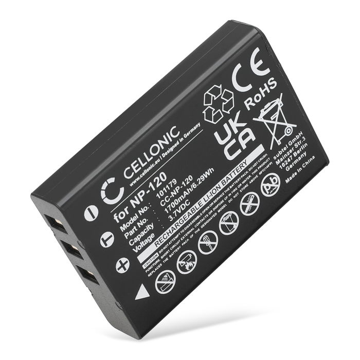 Akku kameraan Ordro HDV-D320, HDV-D325, HDV-D395, HDV-D80S - NP-120 (1700mAh, 3.7V) tuotemerkiltä CELLONIC