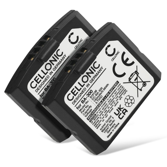 2x Sennheiser BA 300 akku, 150mAh vaihtoakku tuotemerkiltä CELLONIC