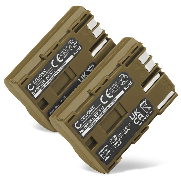 2x Canon BP-511 akku, 1600mAh vaihtoakku tuotemerkiltä CELLONIC