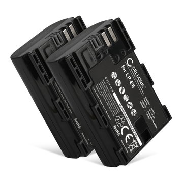 2x Akku kameraan Canon 70D, 80D, 7D, 60D, 6D, 5D Mark II, 5D Mark III, 5D Mark IV, LP-E6N - LP-E6 LP-E6N (2000mAh, 7.4V) tuotemerkiltä CELLONIC