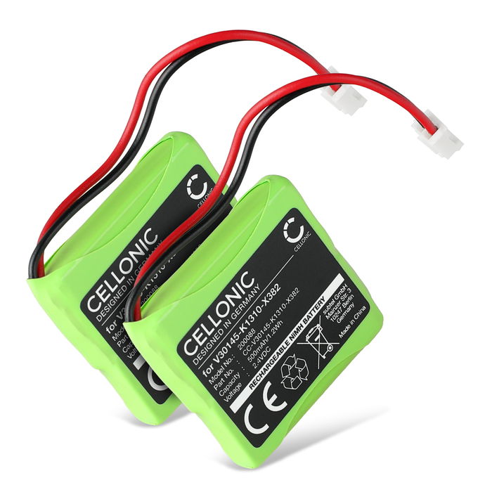 2x Akku pöytäpuhelimeen Siemens Gigaset E45, E450 SIM, E455 SIM - S30852-D1751-X1,V30145-K1310-X382, 500mAh vaihtoakku