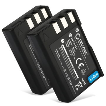 2x Akku kameraan Nikon D3000 D5000 D60 D40 D40x, EN-EL9 EN-EL9A EN-EL9E - EN-EL9 (1000mAh, 7.4V) tuotemerkiltä CELLONIC