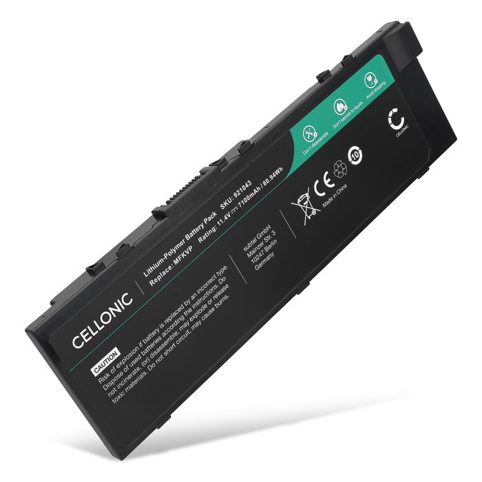 1x Akku tietokoneeseen Dell Precision M7510, M7710, 15 7510, 15 7520, 17 7710, M7520, MFKVP, GR5D3, RDYCT - 11.1V 6400mAh tuotemerkiltä CELLONIC
