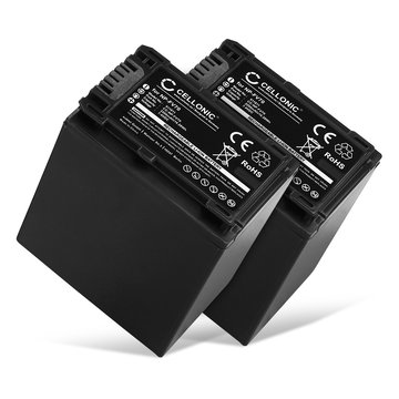 2x Akku kameraan Sony FDR-AX33, -AX100, -AX53, -AXP33, HDR-PJ620, -PJ810, HDR-CX900, NEX-VG30 - NP-FV90 (2200mAh, 7.4V) tuotemerkiltä CELLONIC