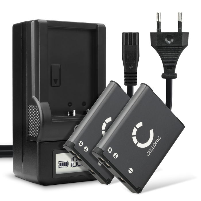 2x Akku + Laturi kameraan Nikon Coolpix W150 W100 S6900 S3500 S3100 S3300 S33 S4300 S2600 S3600 - EN-EL19, NP-BJ1 (700mAh, 3.7V) tuotemerkiltä CELLONIC