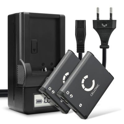 2x Akku + Laturi kameraan Nikon Coolpix W150 W100 S6900 S3500 S3100 S3300 S33 S4300 S2600 S3600 - EN-EL19, NP-BJ1 (700mAh, 3.7V) tuotemerkiltä CELLONIC