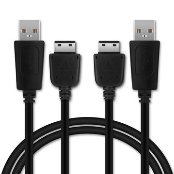2x USB-johto kännykkään Samsung PCBS10 | GT-S5230 / GT-E1200 / GT E1190 / GT-E1150 / GT-E1050 - 18 Pin Connector, , 1m latausjohto. Musta  datakaapeli
