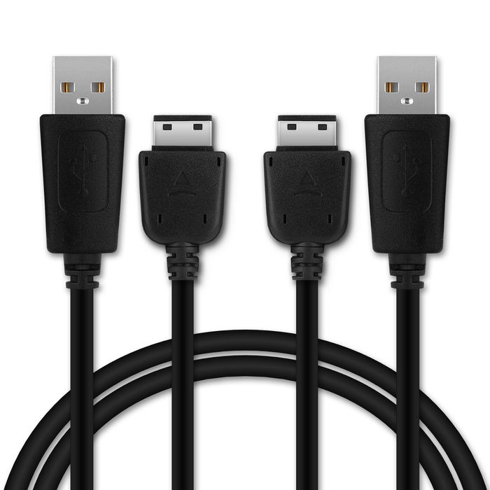 2x USB-johto kännykkään Samsung GT-E2370. 18 Pin Connector latausjohto, 1m. CELLONIC USB-kaapeli