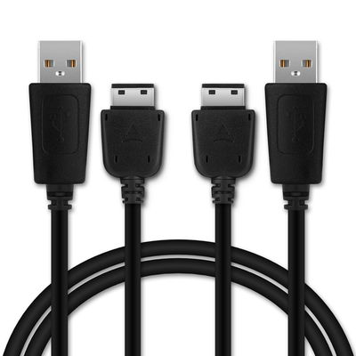 2x USB-johto kännykkään Samsung PCBS10 | GT-S5230 / GT-E1200 / GT E1190 / GT-E1150 / GT-E1050 - 18 Pin Connector, , 1m latausjohto. Musta  datakaapeli