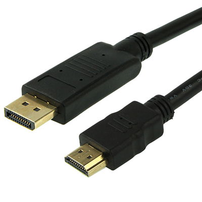 subtel Display Port Lead to HDMI A 1.8m Cable DP to HDMI Full HD 1920x1080p Resolution Gold-Plated Connectors DisplayPort Adapter to Connect Laptop to Monitor TV HDTV