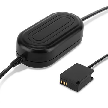 Verkkovirtalähde kameraan Panasonic Lumix FZ1000 II FZ300 FZ200 FZ2000 G70 G6 - ca. 3m johto, DMW-AC8 + DMW-DCC8, 8.4V virtalähde/dummy-akku pitkäkestoiseen kuvaukseen