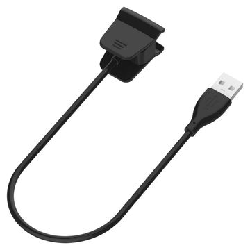USB-kaapeli älykelloon FitBit Alta HR - 1A, 0,20m latausjohto. Musta PVC kaapeli