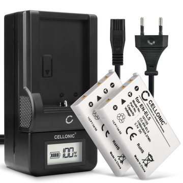2x Akku + Laturi kameraan Nikon Coolpix P510 P520 P530 P500 P100 P90 P80 P6000 CoolPix 3700 5200 5900 7900 ENEL5 - EN-EL5 (1180mAh, 3.7V) tuotemerkiltä CELLONIC