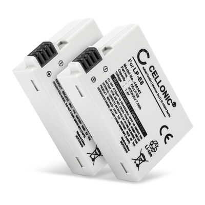 2x Akku kameraan Canon Rebel T2i T3i T4i T5i, EOS 550D 600D 650D 700D, Kiss X4 X5 X6i, LPE8 - LP-E8 (1020mAh, 7.4V) tuotemerkiltä CELLONIC