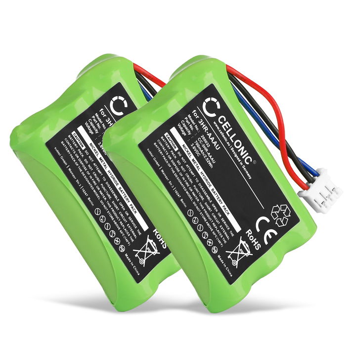 2x Battery for Bang & Olufsen BEOCOM 6000, BeoCom 1, M6000, M6000 MKII Panasonic KX-T3730 3HR-AAAU,70AAAH3BMXZ,T373 (700mAh, 3.6V) from CELLONIC