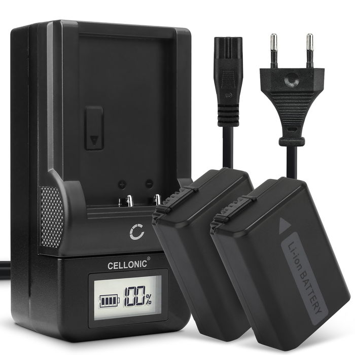 2x Sony Alpha 6400 ILCE-6400 akku + Laturi tuotemerkiltä CELLONIC