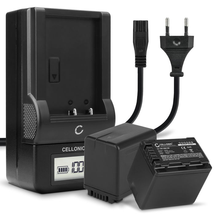 2x Akku + Laturi kameraan Panasonic HC-V180 HC-V770 HC-V777 HC-V760 HC-V380 HC-VX980 HC-VXF990 HC-V770 - VW-VBK180 VW-VBT190 VBT380 VW-VBY100 (4040mAh, 3.7V) tuotemerkiltä CELLONIC