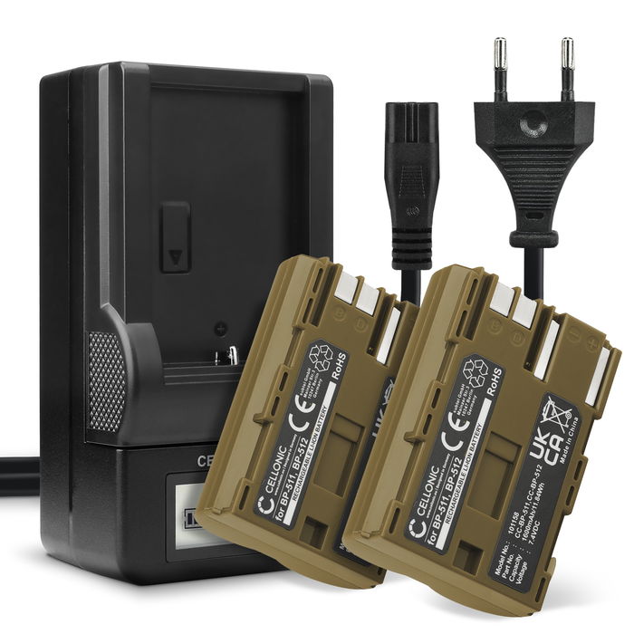 2x Cellonic Akku Canon PowerShot G3 1600mAh + Laturi, Vaihtoakku Replacement Battery