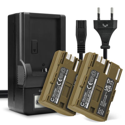 2x Akku + Laturi kameraan Canon 5D, EOS 50D, EOS 40D, 30D, 300D, 20D, 10D, PowerShot G2 G3 G5 G1 - BP-511-512 514 BP508 (1600mAh, 7.4V) tuotemerkiltä CELLONIC