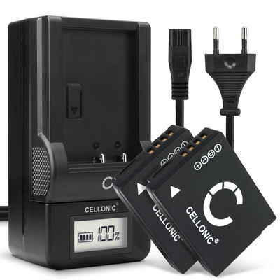 2x Akku + Laturi kameraan Panasonic Lumix TZ10 TZ6 TZ7 TZ8 TZ18 TZ20 TZ25 TZ30 TZ31 TZ35 ZX1 DMWBCG10E - DMW-BCG10 BCG10e BCG10pp (890mAh, 3.7V) tuotemerkiltä CELLONIC