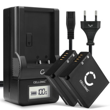 2x Akku + Laturi kameraan Panasonic Lumix DMC GX80 LX100 GF6 GX7 TZ80 TZ101 TZ202 TZ81 DMWBLG10E - DMW-BLE9 DMW-BLG10 (980mAh, 7.4V) tuotemerkiltä CELLONIC