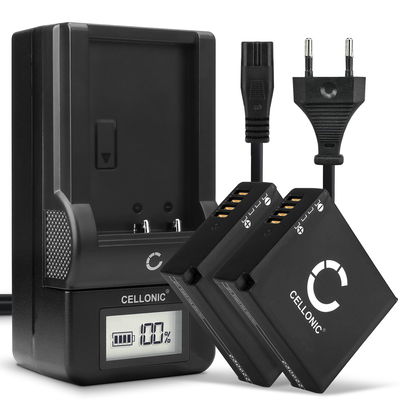 2x Akku + Laturi kameraan Panasonic Lumix DMC GX80 LX100 GF6 GX7 TZ80 TZ101 TZ202 TZ81 DMWBLG10E - DMW-BLE9 DMW-BLG10 (980mAh, 7.4V) tuotemerkiltä CELLONIC