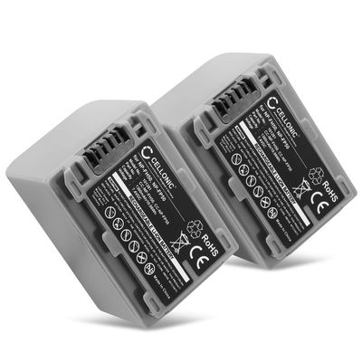 2x Akku kameraan Sony NP-FH50, NP-FH30, NP-FH70, NP-FP70, NP-FP71, NP-FP90, NP-FP30, NP-FP50 - NP-FP50 NP-FH50 FH30 FH70 (1360mAh, 7.4V) tuotemerkiltä CELLONIC