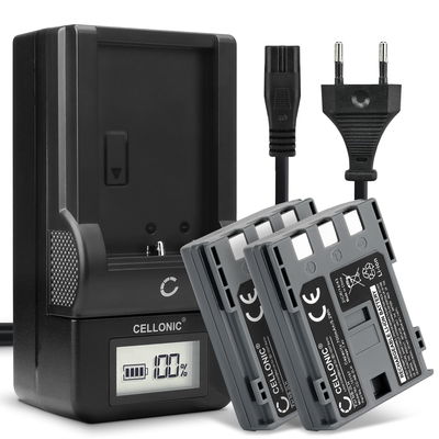 2x Akku + Laturi kameraan Canon VIXIA HF R10, HF R100, HV40, PowerShot G7, G9, S70, S50, EOS 400D, 350D, MD101 - NB-2L NB-2LH BP-2L5 (700mAh, 7.4V) tuotemerkiltä CELLONIC