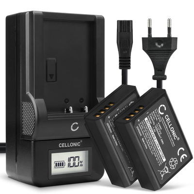 2x Akku + Laturi kameraan Canon 1100D 1200D 1300D 2000D 4000D EOS Rebel T6 T3 LP-E10 LC-E10 - LP-E10 (1020mAh, 7.4V) tuotemerkiltä CELLONIC
