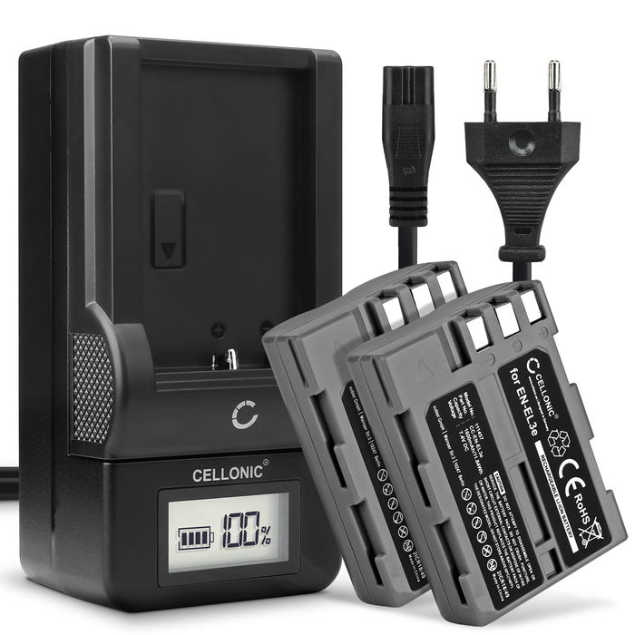 2x Nikon D70 akku + Laturi tuotemerkiltä CELLONIC