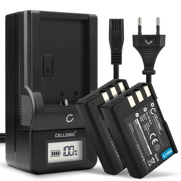 2x Akku + Laturi kameraan Nikon D3000 D40 D40x D5000 D60 - EN-EL9 ENEL9a EN EL9e (1000mAh, 7.4V) tuotemerkiltä CELLONIC
