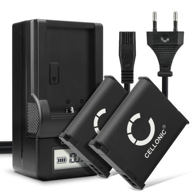 2x Akku + Laturi kameraan Panasonic Lumix TZ60 ZS100 TZ71 TZ61 TZ40 TZ55 FT7 FT5 DMWBCM13 - DMW-BCM13 (1050mAh, 3.7V) tuotemerkiltä CELLONIC