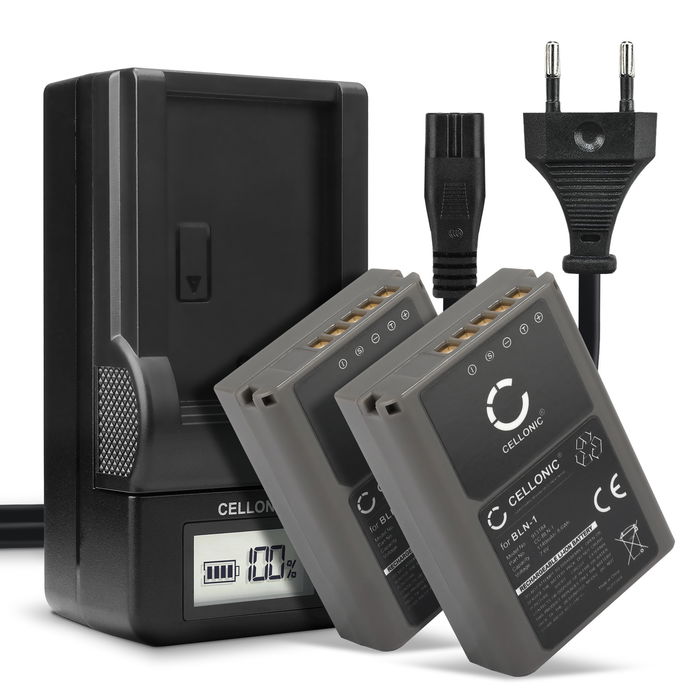 2x Olympus BLN-1 akku + Laturi tuotemerkiltä CELLONIC