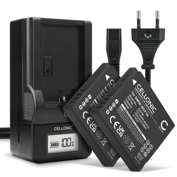 2x Akku + Laturi kameraan Panasonic Lumix DMC-FS7 DMC-FS62 FS6 DMC-FS30 DMC-FS11 FS10 DMC-FT3 DMC-FT4 - DMW-BCF10 DMW-BCF10E (700mAh, 3.7V) tuotemerkiltä CELLONIC