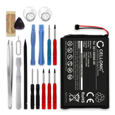 Akku navigaattoriin Garmin Camper 760 Nüvi 2689 2757 2797 Dezl 760 NüviCam - 1500mAh, 3.6V - 3-7V, 361-00066-00 361-00066-10 vaihtoakku GPS-laitteeseen + Työkalusarja 17 osaa