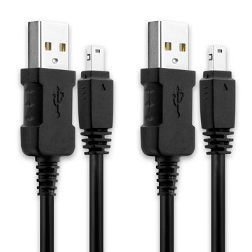 2x EMC-6 12 Pin - USB A -johto kameraan Casio Exilim EXFH20, Casio Exilim Z75, Casio F1, Casio FC100, TR150, EXH15 - Musta 1m, nopea 0.5A, PVC-kamerajohto EMC-6, tuotemerkiltä subtel