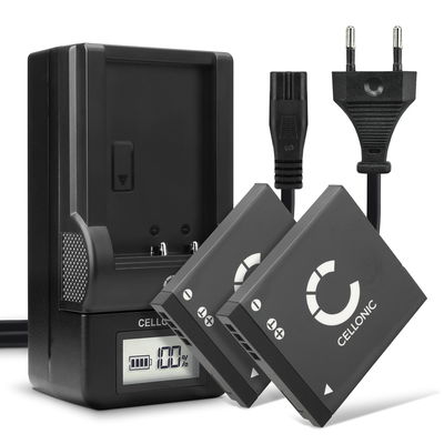 2x Akku + Laturi kameraan Panasonic Lumix S5 S1 S2 FT30 SZ1 FS16 FS35 SZ7 TS20 FS40 DMWBCK7 - DMW-BCK7 NCA-YN101H (700mAh, 3.6V) tuotemerkiltä CELLONIC