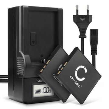 2x Akku + Laturi kameraan Sony W810 W830 W800 TX66 TX30 TX55 QX30 QX10 QX100 NPBN1 - NP-BN1 (580mAh, 3.7V) tuotemerkiltä CELLONIC