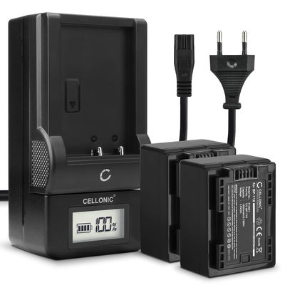 2x Akku + Laturi kameraan Canon LEGRIA HF R806 R86 HF R706 HF R606 HF R506 R406 R306 R36 VIXIA HF R500 - BP-718 BP-709 (1600mAh, 3.6V) tuotemerkiltä CELLONIC