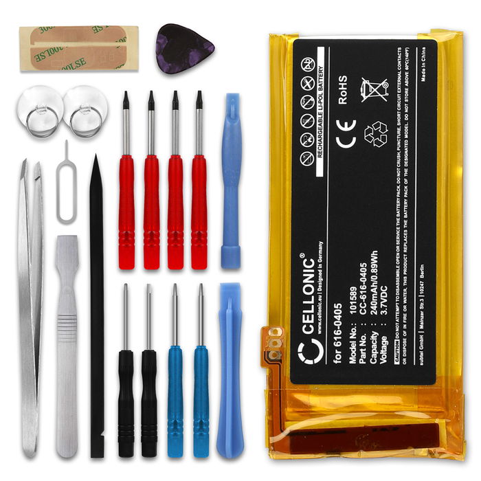 Apple iPod nano 4 Gen. - A1285 akku, 240mAh vaihtoakku + Työkalu tuotemerkiltä CELLONIC