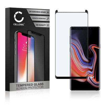 Panssarilasi puhelimeen Samsung Galaxy Note 9 (SM-N960) / Note 9 Dous (SM-N960) - 3D Full Cover, 9H, 0,33mm, Full Glue, Musta, CELLONIC
