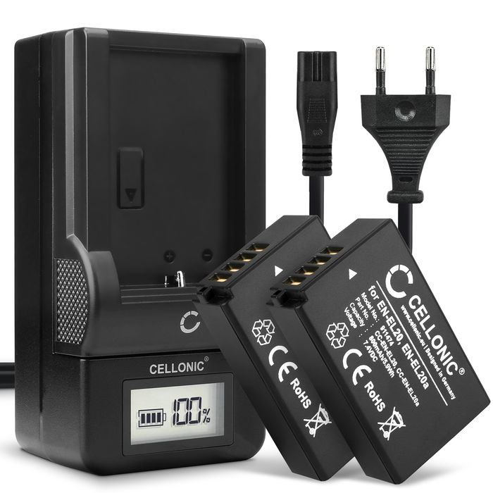 2x Nikon Coolpix A akku + Laturi. 800mAh vaihtoakut ja laturi tuotemerkiltä CELLONIC