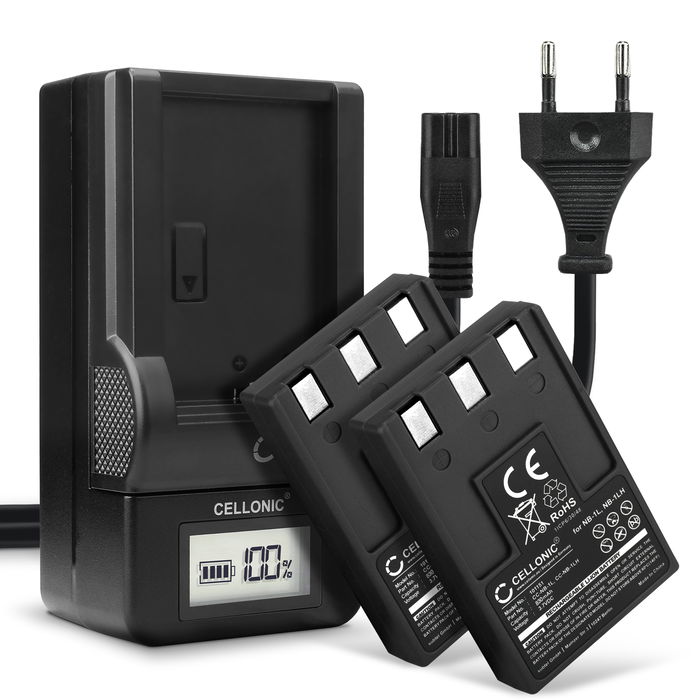 2x Canon Digital IXUS 330 Battery + Charger 830mAh from CELLONIC