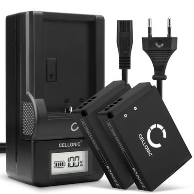 2x Akku + Laturi kameraan Canon M50, EOS M100, EOS 100D, Rebel SL1, M50 Mark II, Canon PowerShot SX70 HS - LP-E12 (820mAh, 7.2V) tuotemerkiltä CELLONIC
