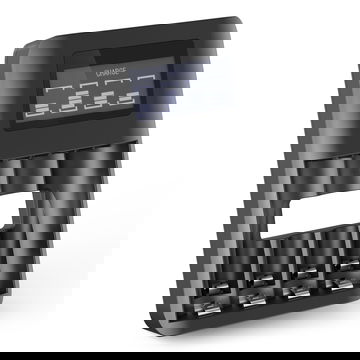 CELLONIC USB-paristolaturi AA ja AAA -paristoille (NiMH), 4 latauspaikkaa, patterien laturi, ylilataussuoja