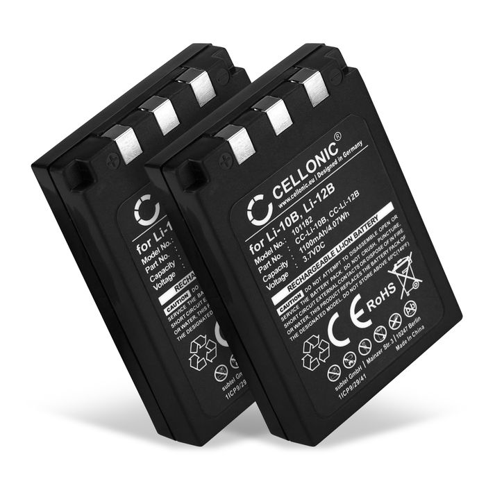 2x Cellonic Akku Olympus µ 400 1100mAh, Vaihtoakku Replacement Battery