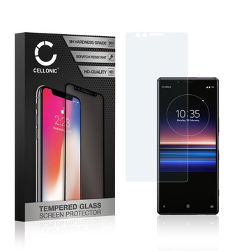 Panssarilasi puhelimeen Sony Xperia 1 - 3D Full Cover, 9H, 0,33mm, Edge Glue, Läpinäkyvä, CELLONIC