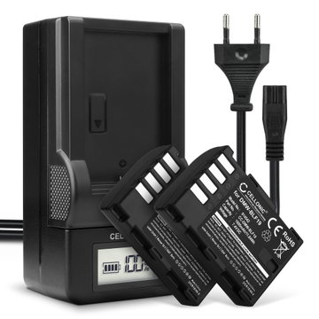 2x akku + Laturi kameraan Panasonic GH5 Lumix DC-GH5 DC-GH5s Lumix DMC-GH4 GH4 GH4r GH4h GH3 DMC-GH3h GH3a G9 DC-G9 - 1600mAh vaihtoakku DMW-BLF19E, DMW-BTC10